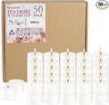 Set of 50 White Scented Tealight Candles Bulk, Vanilla Fragrance Wax with Clear Container, for Restaurant Dinner Weddings Baby Showers, Long Burning, 8 Hours