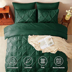 CozyLux Full Size Comforter Sets Emerald Green, 7 Pieces Bed in A Bag Green Comforter Full Size, Pinch Pleat Bedding Sets with All Season Comforter, Sheets, Pillowcases & Shams