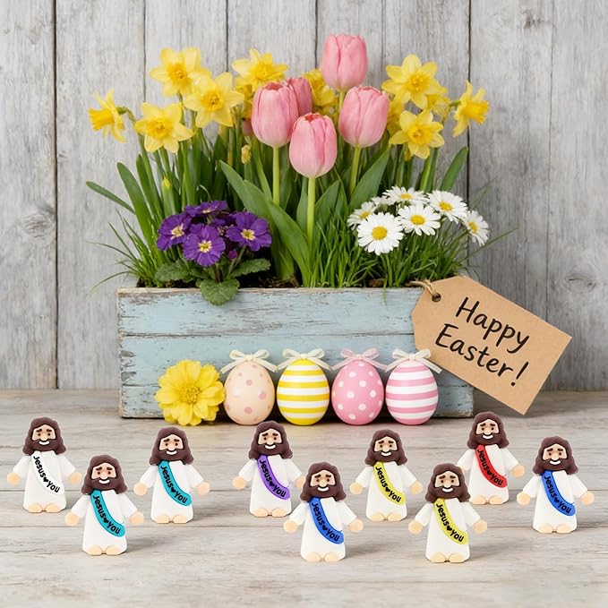100 Pack Little Jesus Figurines in Bulk, Pocket Jesus Loves You, Jesus Small Figures, Little Tiny Jesus Figures for Church Christmas Party Favors Baptism Gifts Religious Gifts for Easter Egg Stuffers