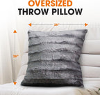 Cheer Collection Faux Fur Throw Pillows - Decorative Pillows for Couch, Bed Throw Pillows, Grey Accent Pillows for Bedroom or Living Room Aesthetic, Set of 2 Furry Throw Pillows, 26" x 26"