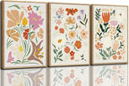 CHDITB Matisse Framed Canvas Wall Art Flower Abstract Wall Painting, Wildflower Wall Art,Boho Floral Wall Decor, Minimalist Matisse Botanical Art Print For Girl Room Bedroom Living Room Office 24"x36"
