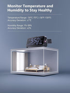 Projection Alarm Clock,Digital Clock with 350° Rotatable Projector,Weekday/Weekend Mode,5-Level Dimmer,Adjustable Volume,Temp & Humidity Monitor,Calendar,Snooze,12/24H,DST,Battery Backup, for Bedroom
