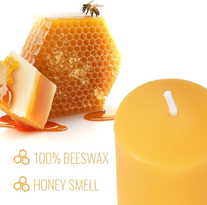 18PCS Beeswax Votive Candles Bulk, Pure Natural Beeswax - 9 Hour Burn Time, Unscented Handmade Candles for Home Décor, Room, Party, Spa, Gift