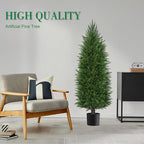 3FT Artificial Topiary Cedar Plants Outdoor, Faux Pine Trees UV Resistant and Potted, 36 Inch Tall Fake Shrubs Evergreen for Front Porch Decor Set of 2
