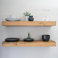 Urbandi Modern Floating Shelves 3 Inches Thick for Wall, Wide Shelves for Kitchen, Living Room, Bedroom, and Bathroom, Natural Pine Wood, Rustic Wooden Shelf, (Set of 2) (Aged Oak, 24Lx3Hx6D)