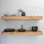 Urbandi Modern Floating Shelves 3 Inches Thick for Wall, Wide Shelves for Kitchen, Living Room, Bedroom, and Bathroom, Natural Pine Wood, Rustic Wooden Shelf, (Set of 2) (Aged Oak, 24Lx3Hx6D)