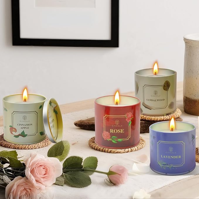 Valentine’s Day Gift Candles for Girlfriend & Wife-Scented Soy Candles Rose,Lavender,Sandalwood & Apple Fragrance with Gift Box, Romantic Aromatherapy Relaxation