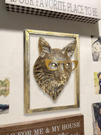 Animal Heads Wall Decor (Includes Metal Frame) Resin Animals Sculptures Head Wall Hanging Decoration Gold vintage Wall Sculpture for Living Room Bedroom Office(Fox)