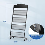 Magazine Rack Floor, Literature Display Rack Brochure Stand for Offices, Trade Show Exhibitions Office Retail Store (Black)