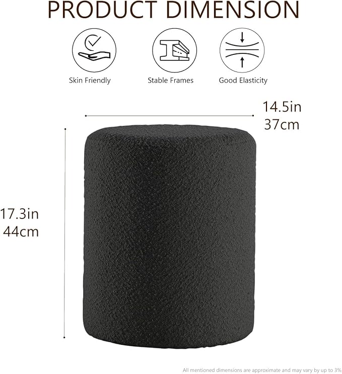 Get Set Style Modern Round Ottoman with Soft Padded Seat, Multifunctional Vanity Stool for Makeup, Upholstered Footrest Stool Ottoman Foot Stool for Living Room, Bedroom