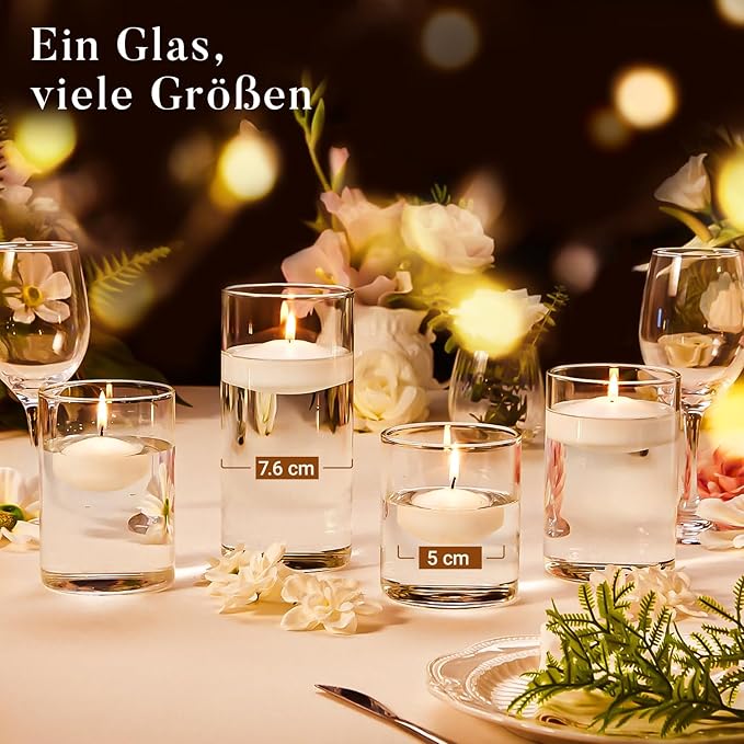 White Floating Candles 2 inch, 48 Pack Floating Candles 5-6 Hours Long Burning, Unscented Floating Candle for Centerpieces, Wedding, Christmas Lights, Romantic Night for Her/Him Set