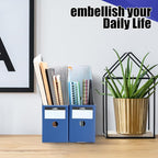 Thenshop 24 Pcs Cardboard Magazine File Holders Magazine Book Bin Box with Label Sticker Paper Organizer Storage Folder for Desk Shelves School Classroom Office Supplies (Classic,Navy Blue)