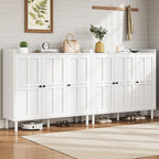 ONBRILL Shoe Cabinet with 3 Doors and Adjustable Shelves, 30 Pairs Shoe Storage Cabinet, 40 Inch Tall Farmhouse Shoe Rack Shoe Organizer Cabinet for Entryway Living Room Closet, White
