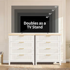 Garvee Fluted Dresser for Bedroom, Chest of Dressers 35.4 in Tall Dresser for Closet with 4 Fluted Dressers Chest with Clothes Storage Cabinet, Drawer Organizer for Bedroom, Living Room, Closet, White