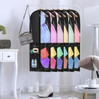 Geelin 14 Pcs Garment Bags for Dance Costumes PVC Clear with Zippers 20 x 40 Inch Garment Bag with Pockets Dance Costume Organizer Carrier for Storage Cover for Adult(Black)