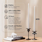 12-Inch Tall Dripless Taper Candles Set of 4 - White Tapered Candles, Perfect for Wedding,Dinner - Smokeless, Unscented, Long Burning - Hand Poured, Colored Tall Candlesticks - Blancas