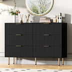 GarveeHome 6 Drawers Dresser for Bedroom, Fluted Dresser Chest of Drawers with Handle, Wood Modern Dressers for Closet, Bedroom Furniture Storage Organizer for Living Room, Hallway