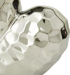 Deco 79 Porcelain Ceramic Heart Decorative Sculpture Dimensional Angled Origami Inspired Home Decor Statue, Accent Figurine 8" x 3" x 8", Silver