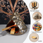 Black Gold Palo Santo Incense Burner-Unique Zongzi-Shaped Clay Smudge Bowl for Sage,Copal, and Stick Incense-Mini Chiminea for Zen Meditation,Yoga,Altar,Aromatherapy & Energy Cleansing Decor