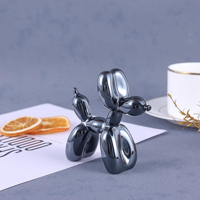 Black Balloon Dog Decor,Balloon Animal Sculpture, Preppy Room Shelf Decor,Cute Statue Home Decors, Bedroom Modern Sculpture Desk Decors,Office Gold Decorations Small Figurines