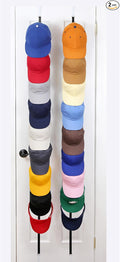 Perfect Curve CapRack | Over-The-Door Hat Organizer for Baseball Caps | 2 Straps, Holds 18-36 Adjustable Caps | Black