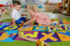 Booooom Jackson Classroom Rug Elementary 6’7'’ x 9', ABC Classroom Carpet Green Preshool Rugs for School, Classroom Area Rug Educational Carpet with Alphabet Non-Slip Backing,