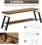 Entryway Bench, Farmhouse Indoor Entry Way Shoe Benches Seat, Industrial Metal Shoe Storage Bench Organizer for Living Room, Bedroom, Hallway (Rustic Oak)