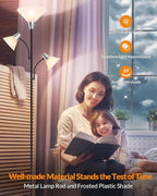 LEPOWER Floor Lamp, Standing Lamp with Replaceable 3000K Energy-Saving, Lamp for Living Room with Adjustable Reading Lights, Modern Bright Floor Lamp for Bedroom, Living Room, Office