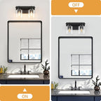 2 Light Modern Bathroom Light Fixtures Over Mirror, Black Vanity Lights for Bathroom Wall Sconces with Clear Glass Shades, E26 Socket (Bulbs Not Included)