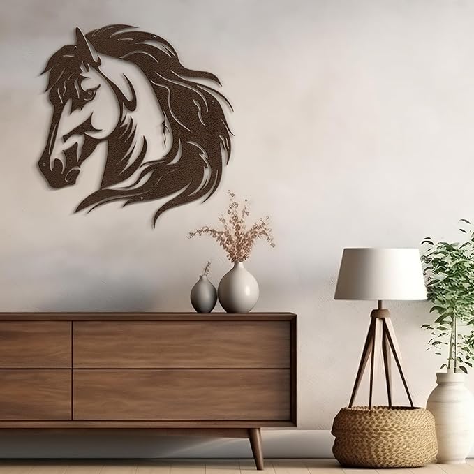 SIGNLEADER Metal Wall Art Decor Horse Minimalist Modern Abstract Wall Sculpture Hangings Home Decoration for Living Room, Bedroom, Bathroom, Kitchen, Outdoor - 24" Bronze