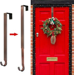 Wreath Hanger for Front Door, Adjustable Black Wreath Hanger from 15 to 25 Inches, 20 lbs Larger Door Upgrade Christmas Wreaths Decorations Hook (Bronze)