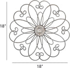 YiLifebes Metal Flower Wall Decor, 18”x18” Metal Floral Scroll Wall Art, Iron Wall Decoration Sculpture for Living Room Bedroom Bathroom Outdoor Garden, (Flower A)