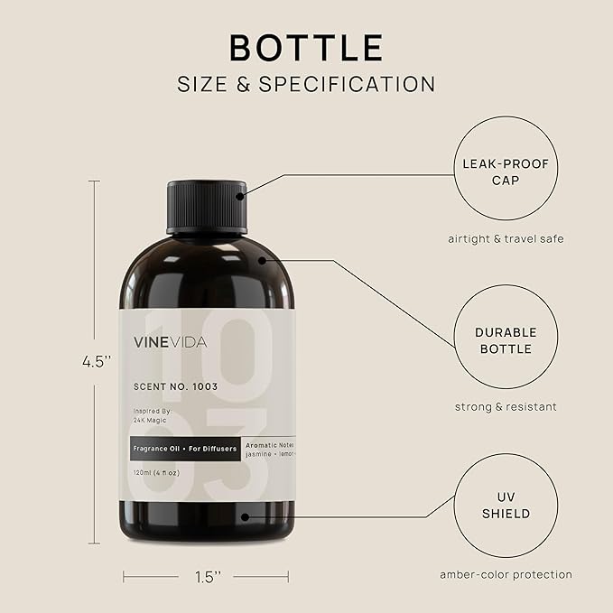 VINEVIDA (4oz) Hotel Fragrance Diffuser Oil - Hotel Scents Diffusers for Home - Cold Air Diffuser Oil - Hotel Scent Essential Oil - Scent No.1003 Inspired by W Hotel