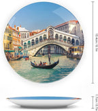 10 Inch Decorative Plate, Venice Dinner Plate, Cityscape on a Sunny Day with Rialto Bridge Print Ornament Display Plate for Fine Dining, Upscale Events, Dinner Parties, Weddings, Catering Christmas