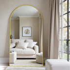 Suidia Arched Full Length Mirror, 72"x44" Floor Mirror Freestanding, Floor Standing Full Body Mirror with Stand for Bedroom, Hanging Leaning Mounted for Living Room Cloakroom, Gold