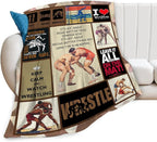 Wrestling Blanket for Boys Girls Women Men Wrestle Gifts Sports Throw Blanket Plush Cozy Flannel Fleece Fuzzy Blankets 60"X50"