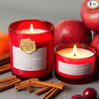 2-Pack Set Apple Cinnamon Scented Candles,Apple Pie & Kitchen Spices Natural Soy Jar Candles for Home,Highly Scented Aromatherapy Candles for Fall Holiday, Apple Cider Candle Ideal Gift for Women,Men