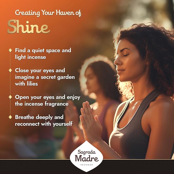 Ritual - Shine Incense Sticks, Bring The Scent of White Lotus to Your Space, 6 Sticks, 9 Inches Each, Natural Incense with Aromatic Concentrated Oil, Charcoal and Natural Binder - 1 Hour Burn Time