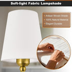 Kvhilw Bathroom Vanity Light, Brushed Gold Bathroom Light Fixtures, 2-Light Lighting Fixtures Over Miror, Modern Wall Sconce with Flared White Fabric Shade, E26 Socket(ETL Listed)