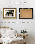 ARPEOTCY Vintage Gold Framed Wall Art Decor, 11x14 Inch Sleeping Black Cat Wall Art for Living Room Bedroom, Retro Vintage Animal Picture for Ktichen Bathroom Decor Aesthetic