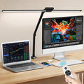 OUTON 29.5" Led Desk Lamp for Office Home, USB-A & USB-C Ports, Touch & Remote Control, 5 Color Temperatures, Stepless Dimming, Timer & Memory Function, 24W Eye-Care Monitor Light for Study Drafting