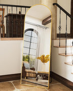 Antok Full Length Mirror, 65"x22" Floor Mirror Freestanding, Full Body Floor Standing Mirror with Stand for Bedroom, Hanging Mounted for Living Room Cloakroom, Gold