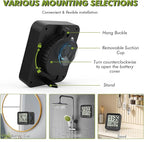 Shower Clock Waterproof Bathroom Timer, Digital Wall Clock with Countdown, Touch Screen, Temperature, LCD Display, Suction Cup Hanging Hole Stand for Kids and Adults