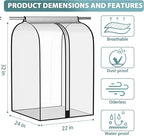 22” Gusseted Garment Bags for Hanging Clothes, All Clear Clothes Cover for Closet Storage, Wardrobe Coat Protector for Suit, Shirt Dress, Bottom Enclosed, 2 Pack, 40” Long