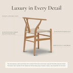 POLY & BARK Weave Dining Chair – Mid-Century Modern Wishbone Dining Chair with Arms, Solid Wood Frame, Indoor Use – Oak – Single - Ideal for Dining Room, Kitchen, or Stylish Accent Setting