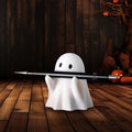 Halloween Ghost Figurine, Funny Resin Pen Holder Ghost Statue, Cute Decor for Halloween Decorations Desk Indoor and Porch Spooky Home Decor