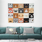 VUMIVI Dog Tapestry Funny Cartoon Pet Patterns Colorful Illustrations Square Animals Tapestry Wall Hanging for Living Room Bedroom Dorm Classroom Aesthetic Decor W40xL30in