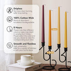 New Burning Formula Unscented Dripless 10-Inch Taper Candles Set of 12 - Cocoa Brown, for Wedding, Dinner - Smokeless, Long Burning - Hand Poured, Colored Tall Candlesticks - Marrón Cacao