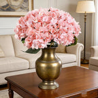 Kimura's Cabin 6pcs Pink Fake Hydrangea Flowers Artificial Silk Hydrangea Bouquets Faux Hydrangea with Stems for Wedding Home Party Table Core Decoration (Pink, Pack of 6)