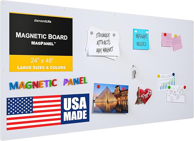 24"x48" - Magnetic Board - Memo & Vision Board for Home, Office, and Classroom - Magnet Board for Kids - Pre-drilled Mounting Screws Included
